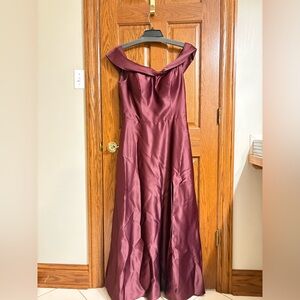 Burgundy bridesmaid dress with pockets, but can be used as a prom dress!